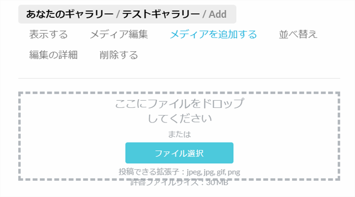 QREAXIAのギャリーメディア追加